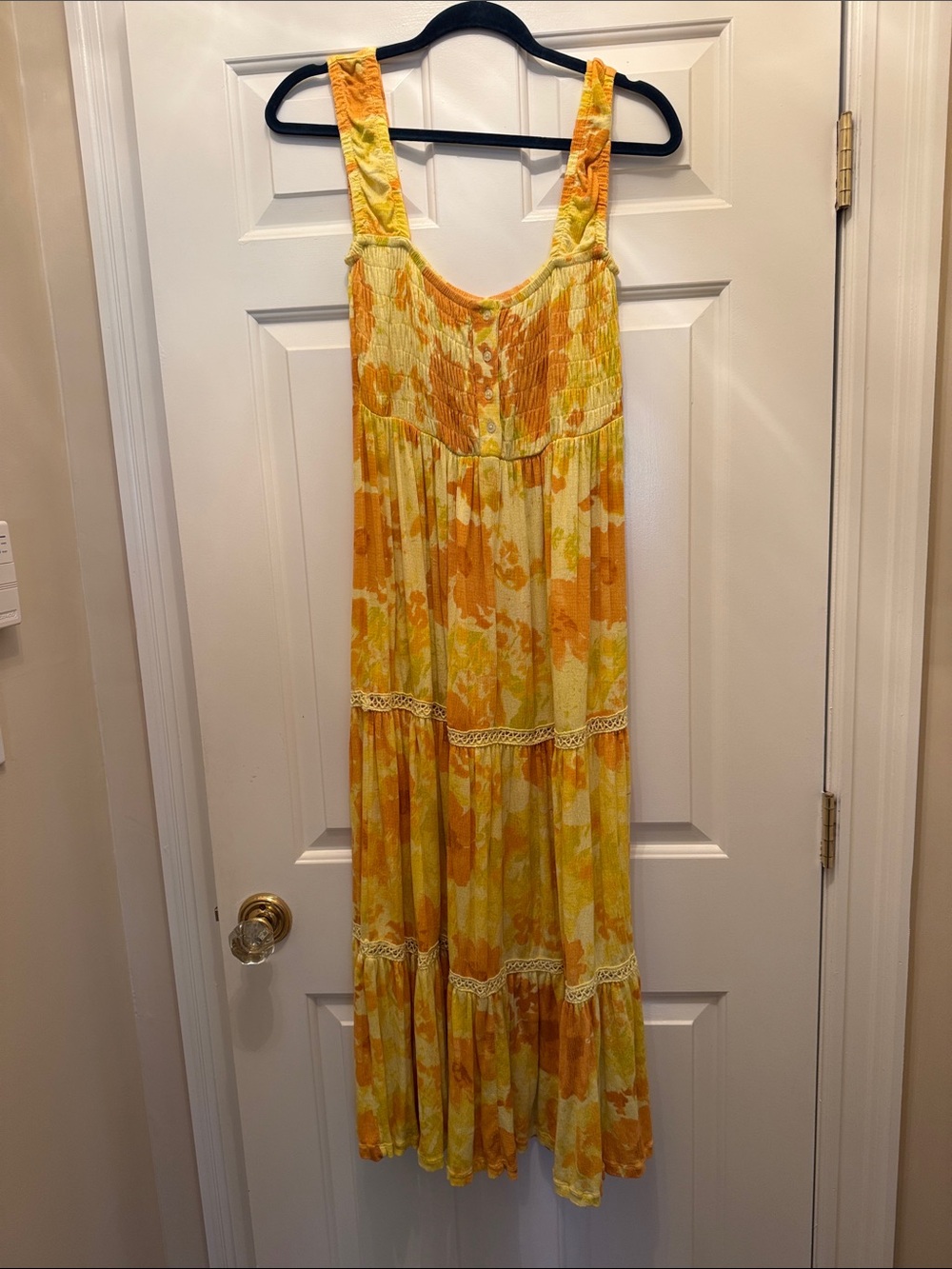 ASOS Yellow and Orange Floral Tiered Maxi Dress